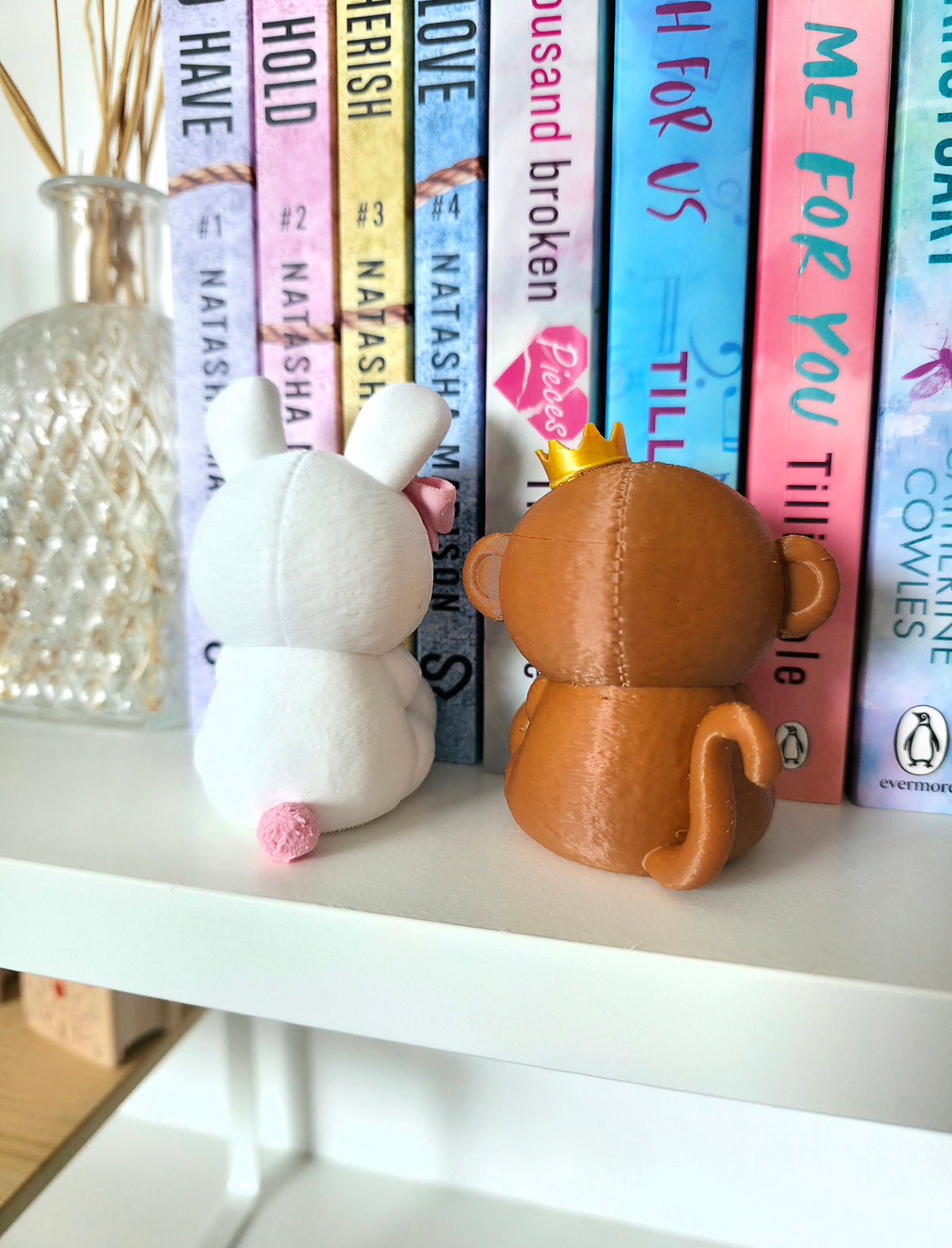 Grumpy bookshelve bear bunny