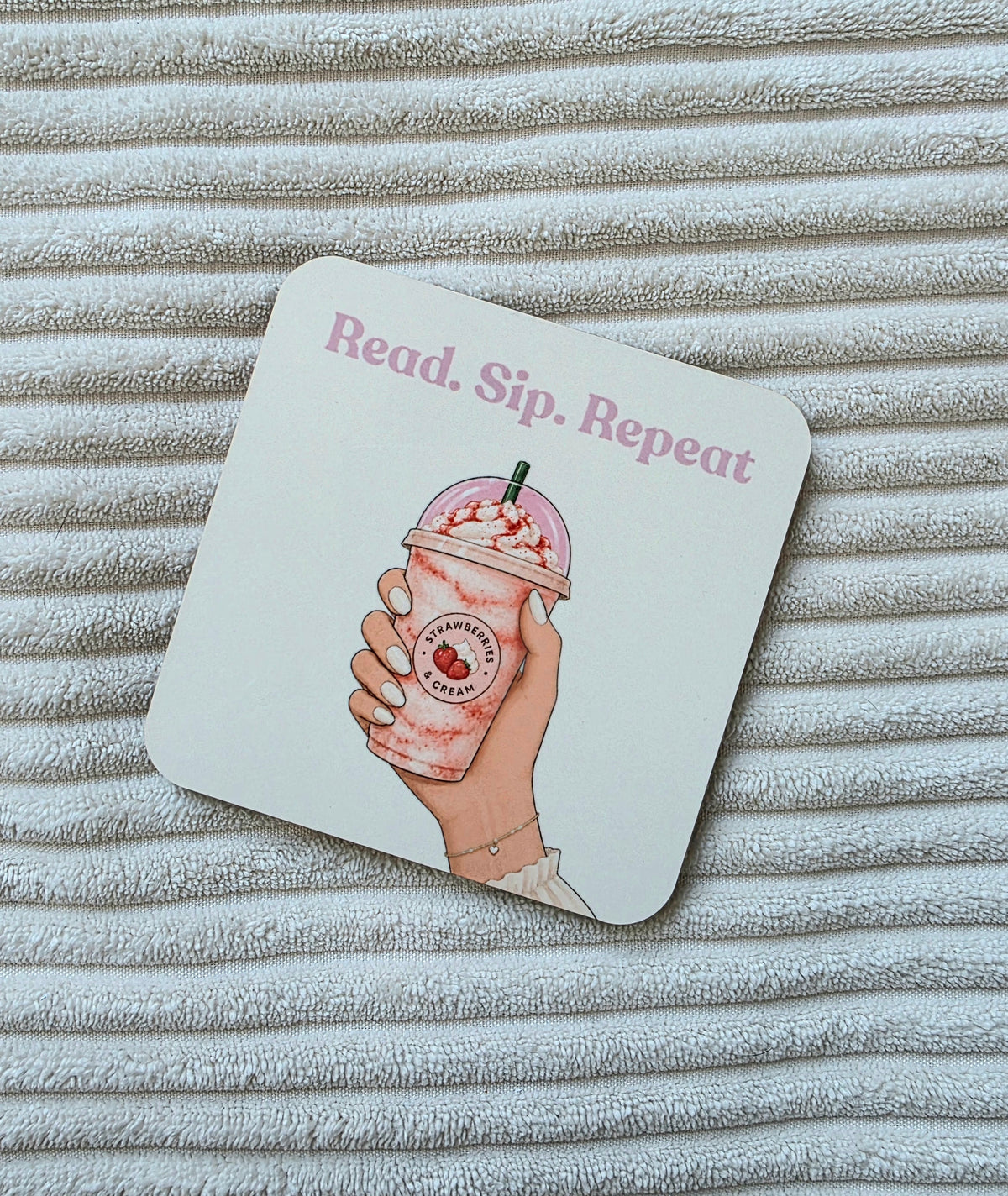 Read sip repeat strawberry onderzetter